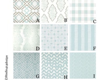Spa Blue Valance Collection. Colors: Spa Blue and White. Choose your Fabric. Custom Widths (24"-52")