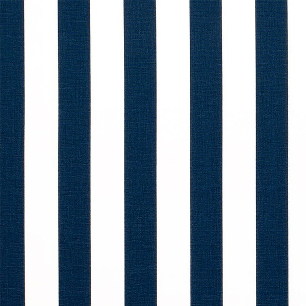 Navy Canopy  Stripe Cafe Curtains.(Set of 2) Navy Blue & White. Choose Your  Length (15"-32")