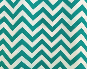 Turquoise Zigzag Café Curtain. (Set of 2 Panels).Colors: White and  Turquoise .Size-25"w x 25"L-UNLINED