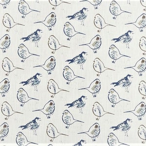 Bird Toile Regal  Café Curtain. (Set of 2 Panels).Colors: White and  Navy.Choose Your Length (15&quot;L upto 64&quot;L)--UNLINED