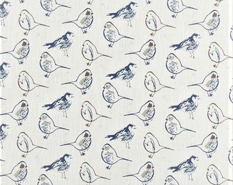 Vogel Toile Regal Café Vorhang. Farben: Weiß und Navy.Wählen Sie Ihre Länge (15 "L bis 64 "L) - UNLINED