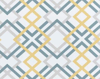 Winston Saffron  Café Curtains.(Set of 2 Panels).Colors :Yellow, Teal and White.Size 25" W X 25"L-UNLINED