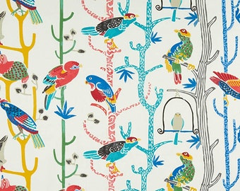 Chatter Bird Café Curtains.(Set of 2 Panels).Colors :Red, Green,Blue,Yellow, Black  and  white.Choose Your Length (15"L up-to 64"L)--UNLINED