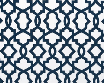 Sheffield Navy Café Curtain. (Set of 2 Panels).Colors: White and  Navy.Choose Your Length (15"L upto "L)--UNLINED