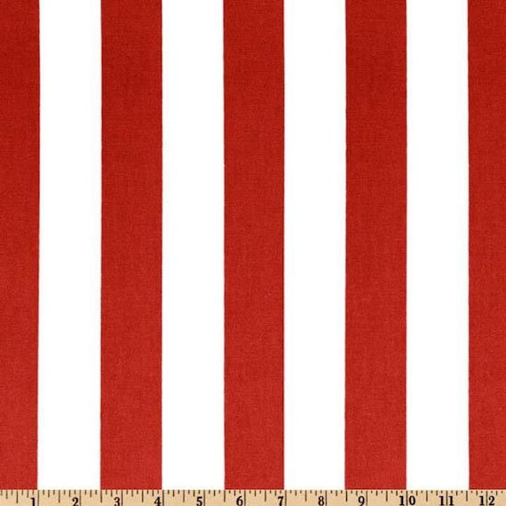 赤いストライプのカフェカーテン。（2枚セット）赤と白。長さをお選び