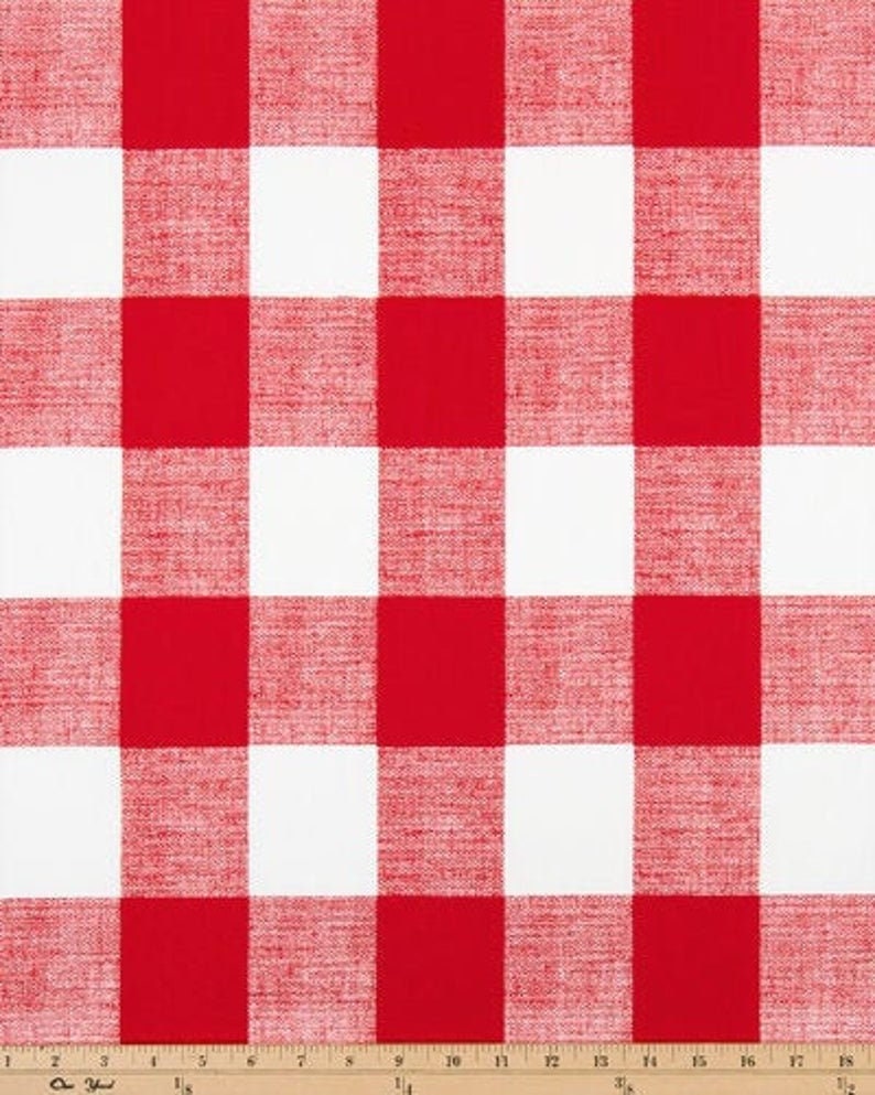 Red Checked Cafe Curtains.Set of 2 Red & White. Choose Your Etsy