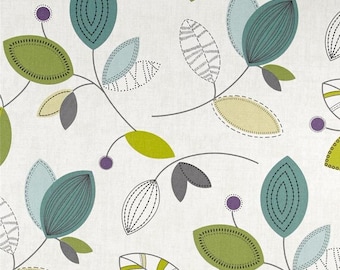 Calder Abstract Leaf Café Curtain. (Set of 2 Panels).Colors:Teal, Lime,Gray,Purple,Gray & Cream..Choose Your Length (15&quot;L upto 90&quot;L)-UNLINED