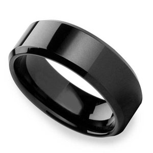 Black Ceramic 8mm Ring Band Wedding Anniversary Men&#39;s Man&#39;s Size Brush Brushed Satin High Gloss Bright Finish Tungsten Bands jewelry