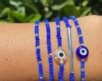 Set of 5 stackable beaded bracelets/protection bracelets/stackable bracelets/evil eye bracelets/boho bracelets/artisan bracelets/
