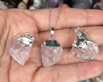 Raw Rose Quartz Necklaces
