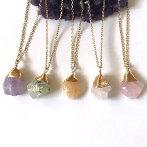 Raw Crystal Necklaces/Raw Citrine/Raw Prehnite/Raw Clear Quartz/Raw Rose Quartz/Raw Amethyst