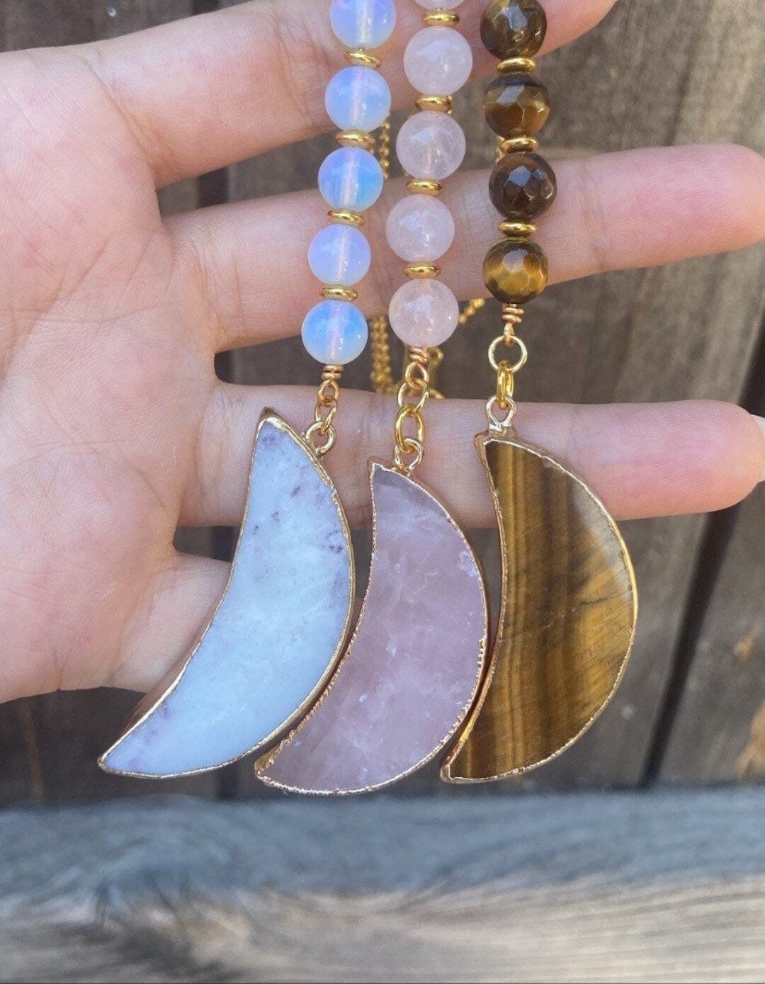 Crystal Car Mirror Decoration/gemstone Moon Car Decoration Etsy