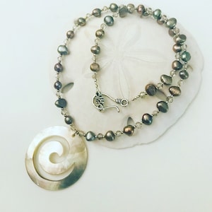 Black Seashell Swirl Necklace. ***With or without pendant***