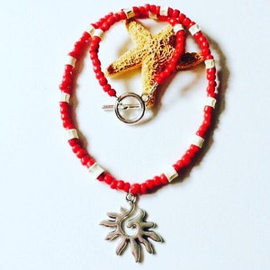 Fish Bone /Tribal Sun Necklace for Men & Women.