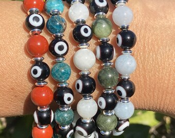8mm Evil Eye Crystal Bracelets/Protection Bracelets/Healing Crystal Bracelets
