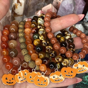 Pumpkin Crystal bracelets/Crystal Stackable Bracelets/Halloween Bracelets/Fall Bracelets