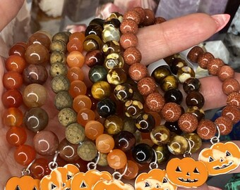 Pumpkin Crystal bracelets/Crystal Stackable Bracelets/Halloween Bracelets/Fall Bracelets