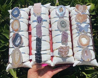 Stainless Steel Crystal Cuff Bracelets /Boho Cuff Bracelets/Amethyst Cuff Bracelets