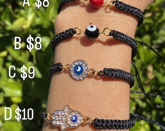 Adjustable Macrame Evil Eye Bracelets