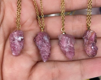 Raw Pink Tourmaline Necklaces