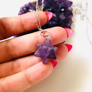 Chevron Amethyst Merkabah Necklaces