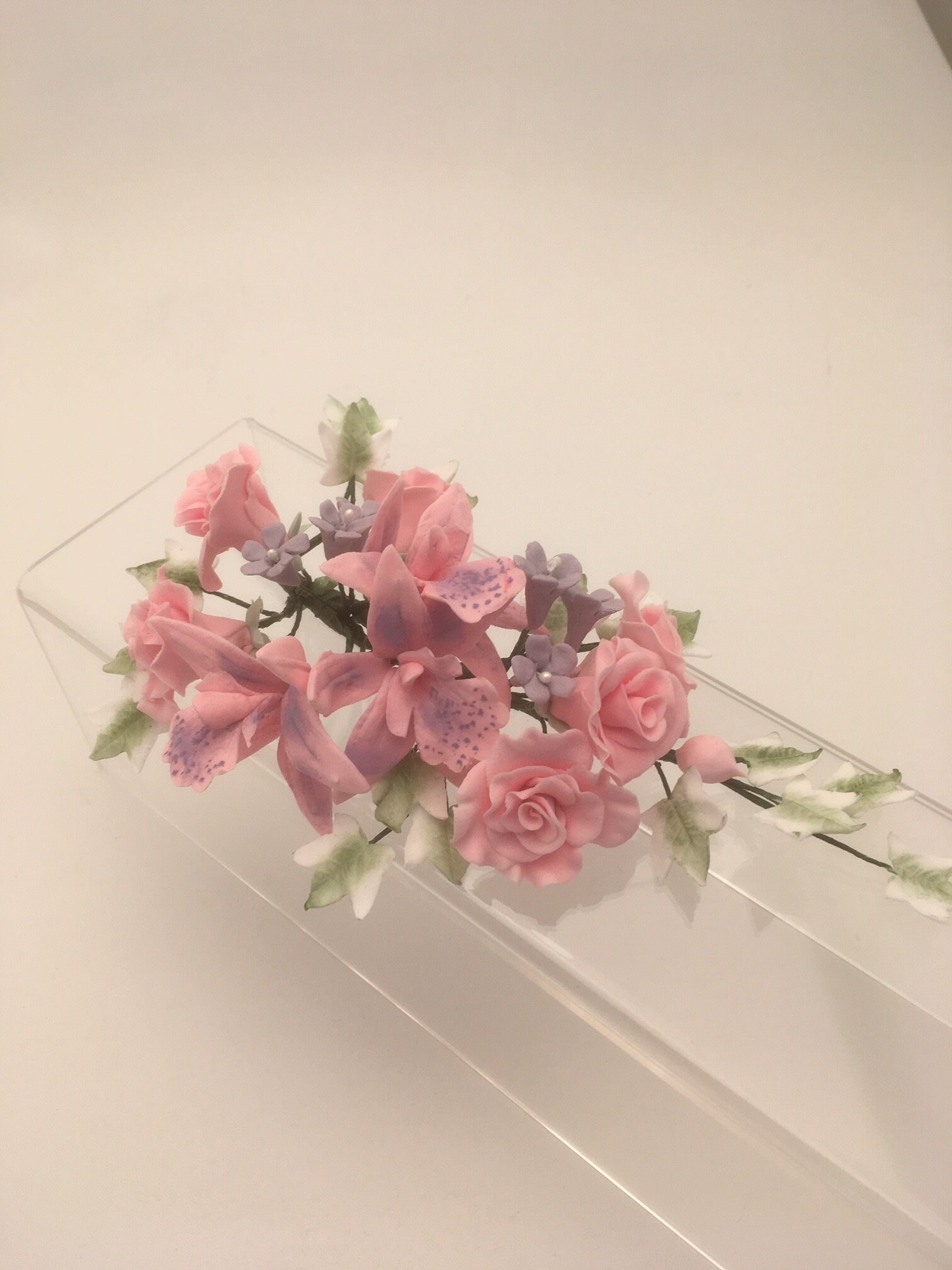 Pale Pink Rose and Lilac Sugar Flower Spray Etsy UK