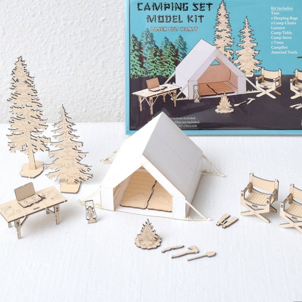 Camping Set Model Kit, Miniature Tent, Forest, The Great Outdoors