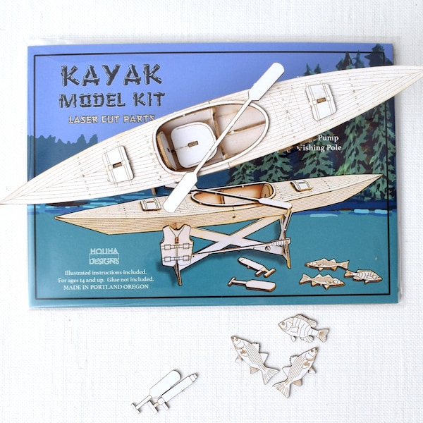 Kayak Model Kit, Miniature Kayak and Accessories, Fishing, Great Outdoors
