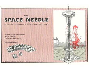 Digital Download - Seattle Space Needle Paper Model Kit - over 40" tall. Printable DIY Model Kit