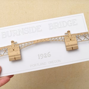 Laser Cut Bridge Card, Scale Model of Burnside Bridge, Portland Oregon Landmark, Architectural Miniature Model, No Assembly Required image 2