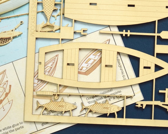 Fishing Boat Model Kit Laser Cut Includes Boat Fish and Accessories Etsy