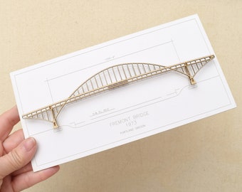 Fremont Bridge, Portland Oregon, Laser Cut Bridge Card, Unique Handmade Gift, No Assembly Required