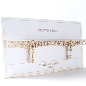 Architectural 3D Card of the Marquam Bridge Portland Oregon, Laser Cut Card, No Assembly Required image 2