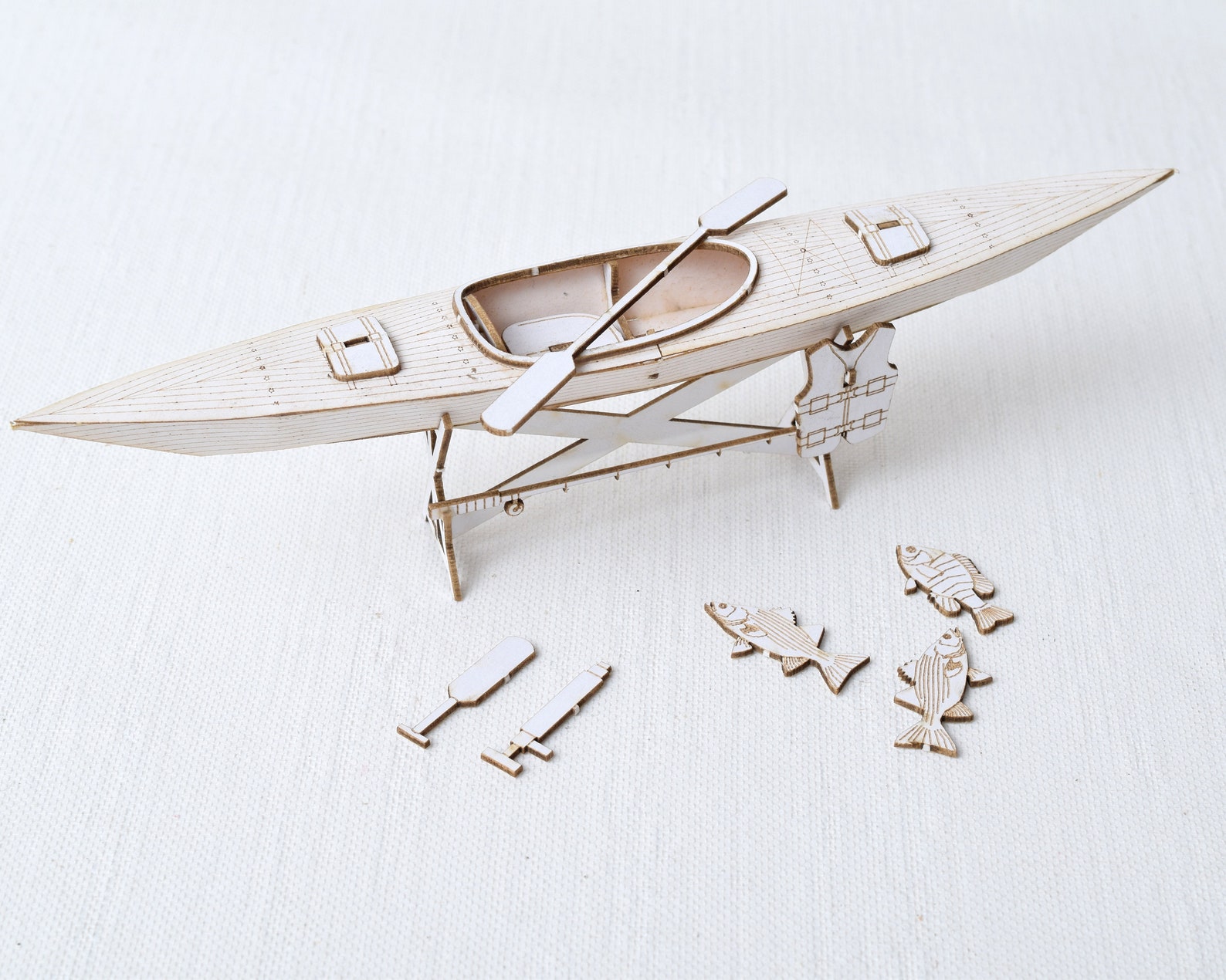 Kayak Model Kit Miniature Kayak and Accessories Fishing Etsy UK