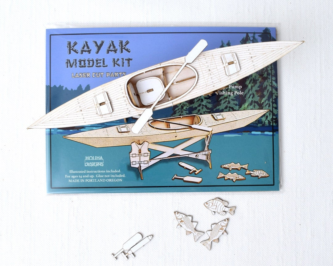 Kayak Model Kit, Miniature Kayak and Accessories, Fishing, Great