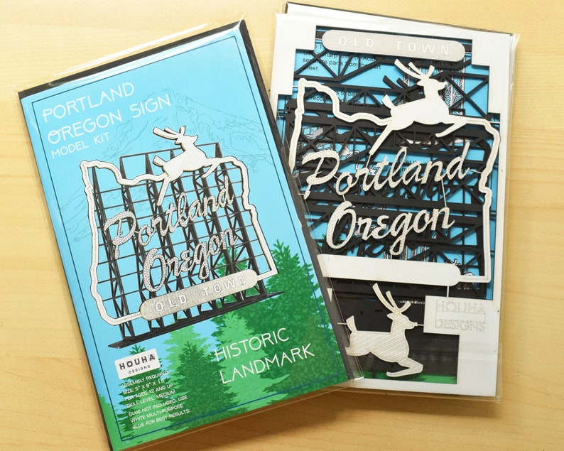 Portland Oregon Sign Model Kit, White Stag Sign, Made in Oregon, Retro Style, Architects Design image 3