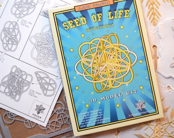 Seed of Life Model Kit, Sacred Geometry Gold Ornament, Easy Assembly