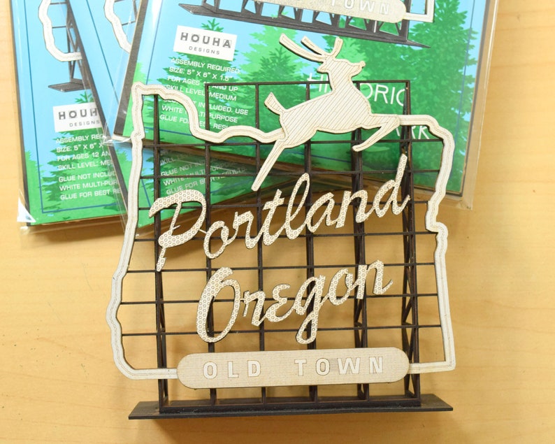 Portland Oregon Sign Model Kit, White Stag Sign, Made in Oregon, Retro Style, Architects Design image 5