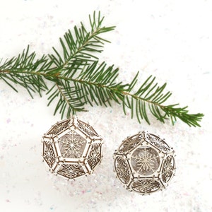 Laser Cut Model Kit makes 2 Snowflake Dodecahedron Ornaments, Unique Gifts, DIY