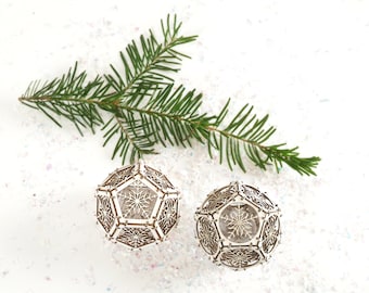 Laser Cut Model Kit makes 2 Snowflake Dodecahedron Ornaments, Unique Gifts, DIY