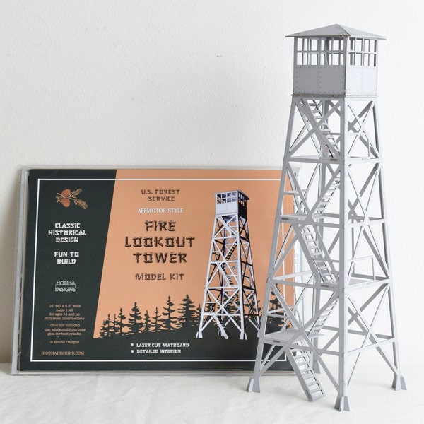 Aermotor Style Fire Lookout Tower Model Kit, 14" tall, Fun To Build