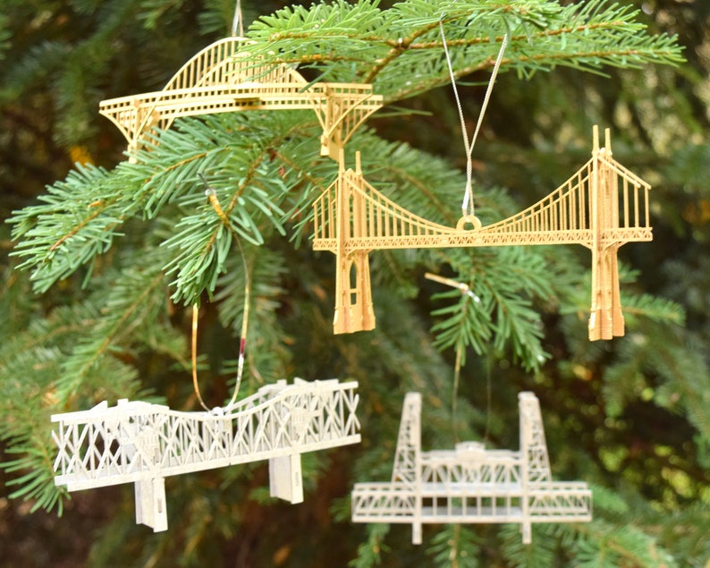 Gift Set Portland Oregon Bridge Ornaments, Ready to Hang, Home Decor, No Assembly Required image 1