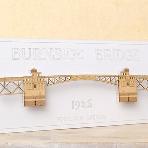 Laser Cut Bridge Card, Scale Model of Burnside Bridge, Portland Oregon Landmark, Architectural Miniature Model, No Assembly Required image 3