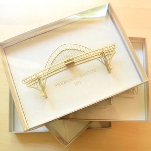 Miniature Bridge Ornament Portland Oregon Fremont Bridge, No Assembly Required, Hand Assembled and Painted