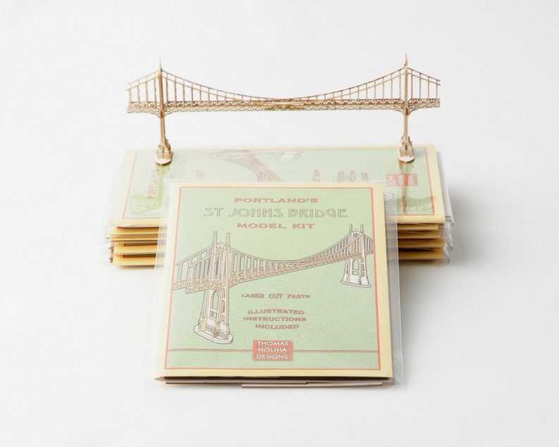 Model Kit of St Johns Bridge in Portland Oregon, Architectural Model, Miniature Bridge image 2