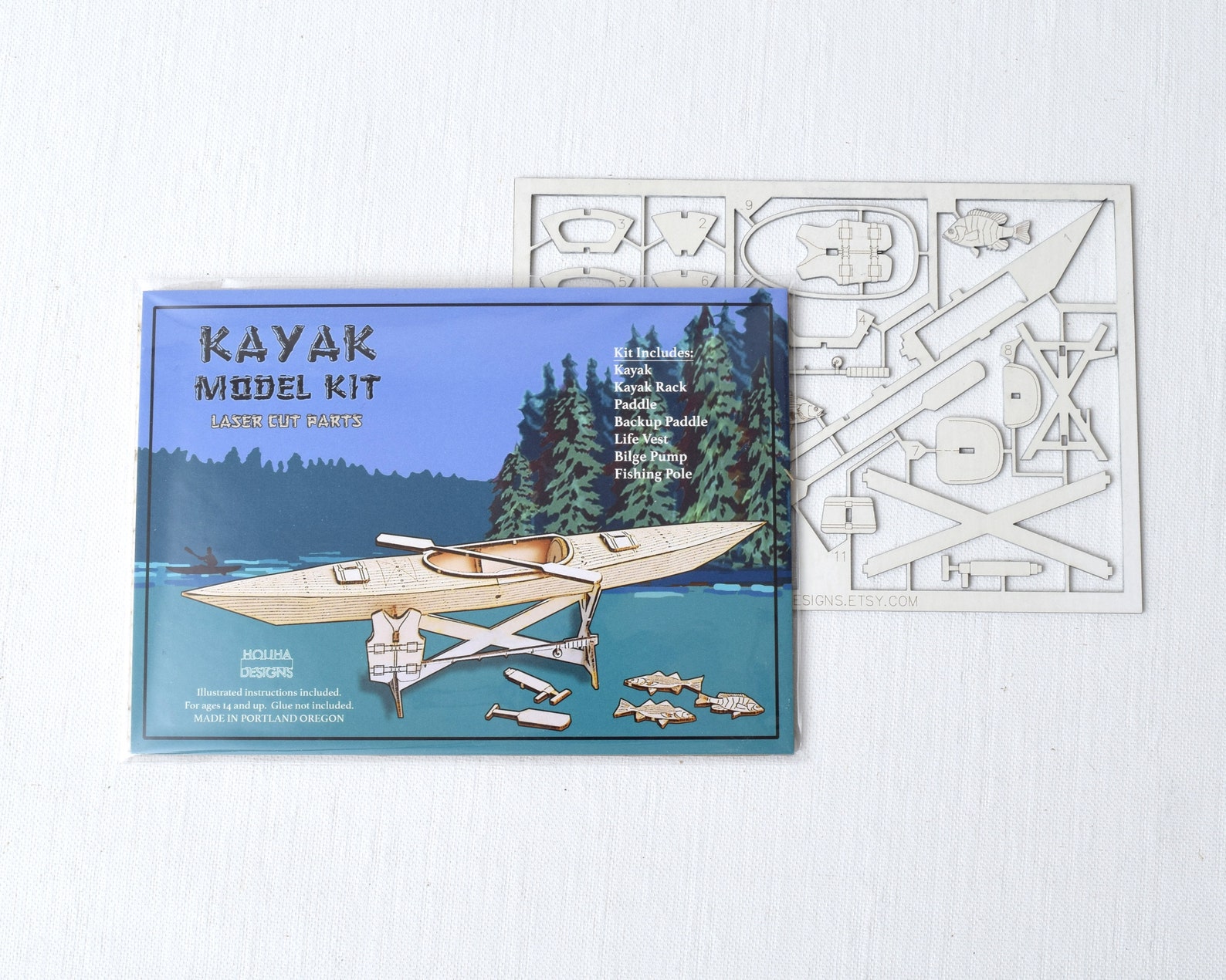 Kayak Model Kit Miniature Kayak and Accessories Fishing Etsy UK