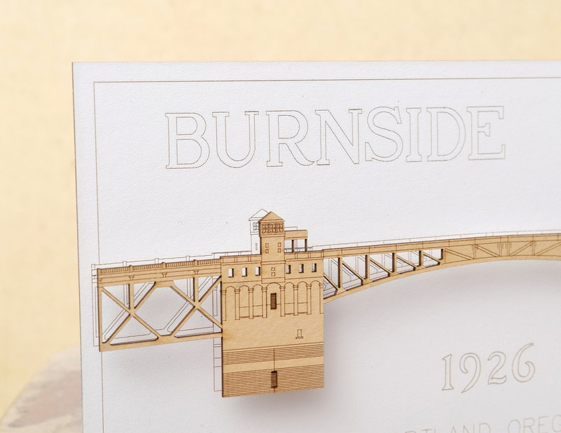Laser Cut Bridge Card, Scale Model of Burnside Bridge, Portland Oregon Landmark, Architectural Miniature Model, No Assembly Required image 4