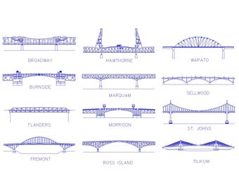 File tagliati al laser dei ponti di Portland, progetti 2D (download digitale)