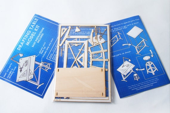 Miniature Drafting Table Model Kit With Real Wood Tabletop, Lasercut,  Architectural DIY Scale Model 