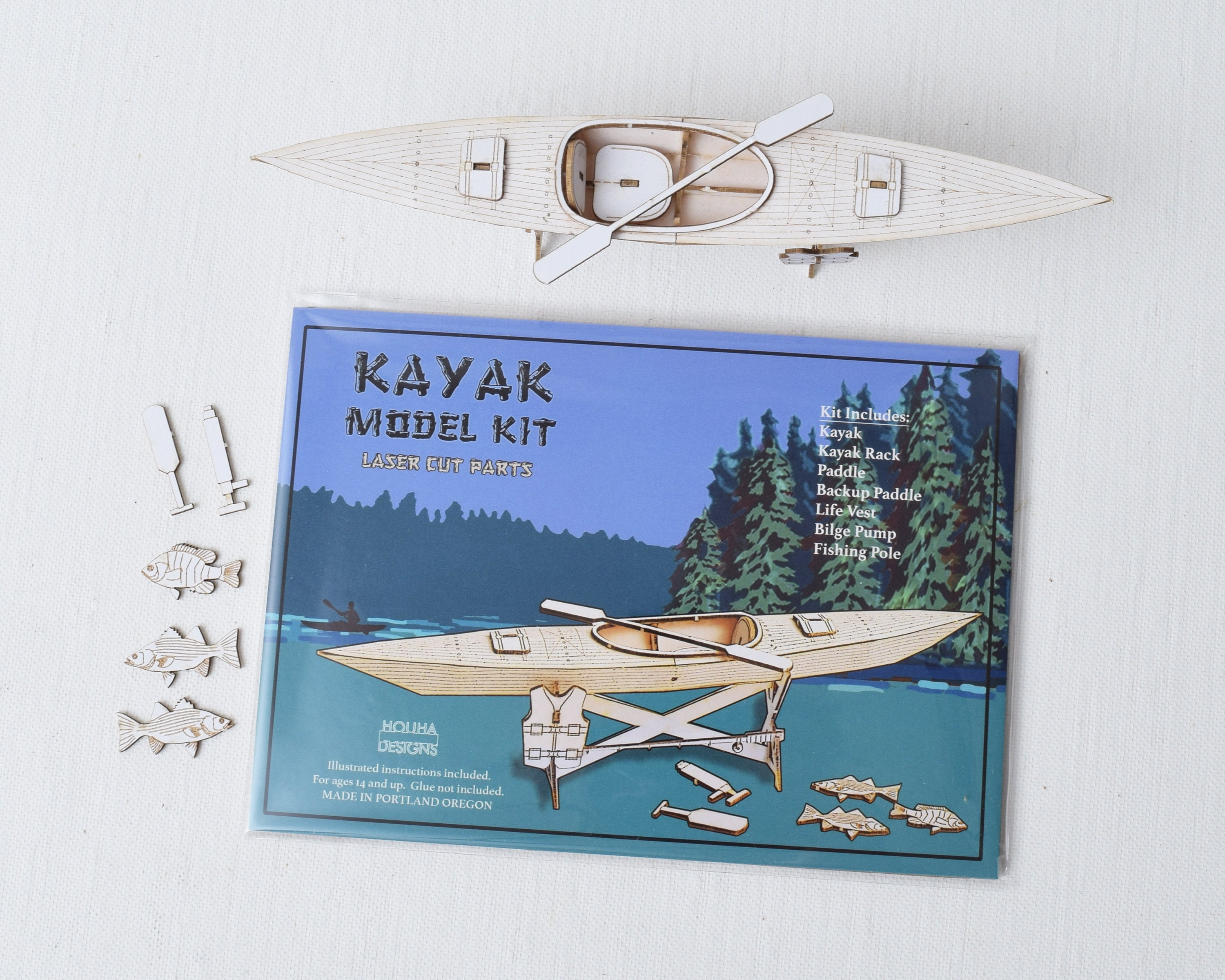 Kayak Model Kit Miniature Kayak and Accessories Fishing Etsy UK